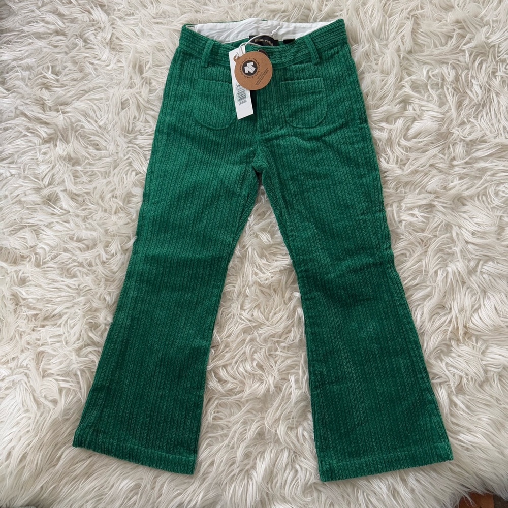 NWT Mini Rodini flared green corduroy pants